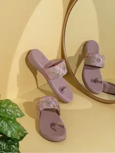 Inc 5 Women Pink Embellished Ethnic One Toe Flats