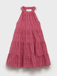 Mango Kids Girls Embroidered Halter Neck A-Line Dress