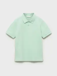 Mango Kids Boys Polo Collar Pure Cotton T-Shirt