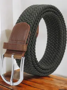 The Roadster Lifestyle Co. Men Green Textured Stretchable Casual Belt