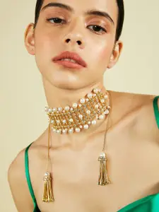 Isharya 18K Gold-Plated Crystal Studded Choker Necklace