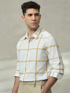 Mufti Men Slim Fit Checked Spread Collar Cotton Casual Shirt