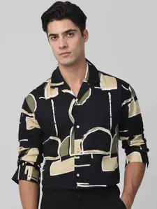 Mufti Men Relaxed Fit Abstract Printed Cuban Collar Cotton Casual Shirt