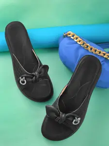 AVIVASTYLE Women Printed Open Toe Flats with Bows