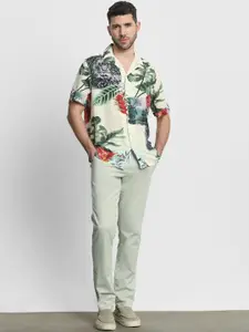 Mufti Men Relaxed Fit Floral Printed Cuban Collar Casual Shirt