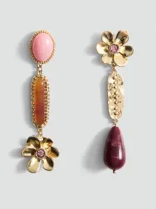 MANGO Mismatch Contemporary Beaded Drop Earrings