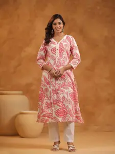 FILO HEVIS Floral Printed Pure Cotton Straight Kurta