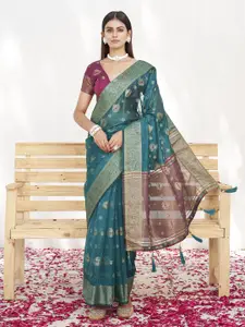Tikhi Imli Woven Design Zari Ready to Wear Saree With Tassles On Pallu