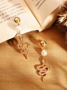 Priyaasi Gold Plated Pearls Studded Contemporary Drop Earrings