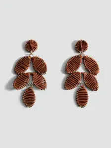 MANGO Leaf Shaped Drop Earrings