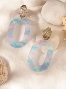 Priyaasi Gold Plated Oval Shaped Drop Earrings