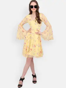 MARC LOUIS Women Floral Print Chiffon Fit & Flare Dress