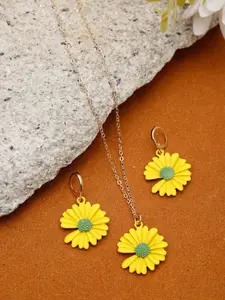 YouBella Gold-Plated Flower Necklace And Earrings