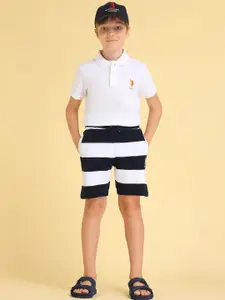 U.S. Polo Assn. Kids Boys Striped Regular Fit Cotton Shorts