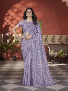 Anouk Ethnic Motifs Embroidered Net Heavy Work Saree