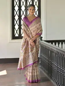 Anouk Ethnic Motifs Printed Tussar Saree