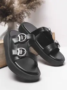 Froh Feet Women Flatform Sandals With Buckles