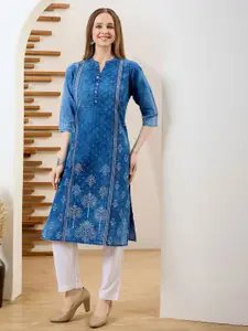 keshubaba Women Ethnic Motifs Printed Denim Kurta