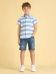 U.S. Polo Assn. Kids Boys Classic Horizontal Stripes Opaque Striped Casual Shirt