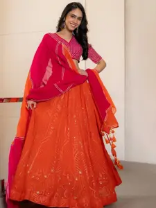 HOUSE OF JAMOTI Printed Ready to Wear Lehenga & Blouse With Dupatta