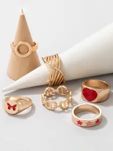 YouBella Set Of 6 Gold-Plated Finger Ring