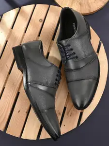 Provogue Men Black Textured Leather Formal Derbys