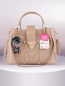 SGM FASHION Embellished PU Structured Satchel with Quilted