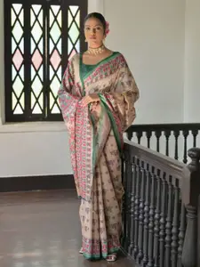 Anouk Ethnic Motifs Printed Tussar Saree