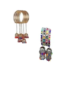 SZN Set Of 2 Beaded Hanging Jhumka Bangles