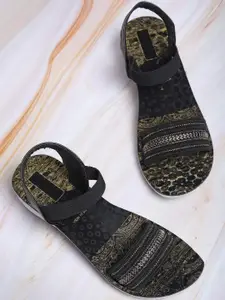 FABBMATE Girls Printed Open Toe Flats