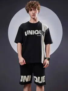 Maniac Printed Pure Cotton Oversized Round Neck T-Shirt & Shorts