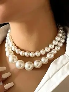 SZN Pearls Beaded Minimal Layered Choker Necklace