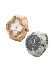 DIVASTRI Set Of 2 Artificial Stones Studded Finger Rings