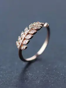 Ringzinnie Rose Gold-Plated Crystal-Studded Adjustable Ring