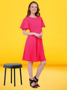 MARC LOUIS Women Round Neck Flared Sleeves Fit & Flare Dress