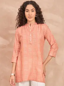 all about you Ethnic Motifs Print Mandarin Collar Top