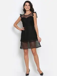 MARC LOUIS Net Fit & Flare Dress