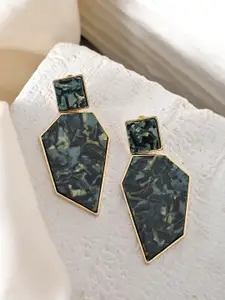 Silvermerc Designs Gold- Plated Contemporary Artificial Stones Drop Earrings