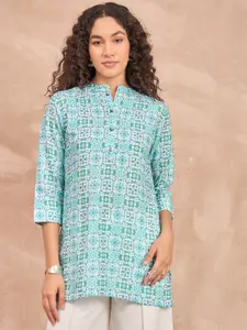 all about you Women Printed Mandarin Collar Top