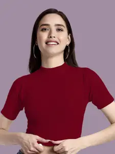 Dream Beauty Fashion Women Ribbed High Neck fitted Top