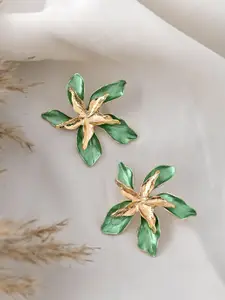 Silvermerc Designs Gold- Plated Floral Shaped Studs Earrings