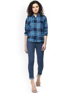 DressBerry Women Opaque Checked Party Shirt