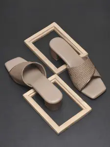 Froh Feet Women Textured Block Heel Slip-On Sandals