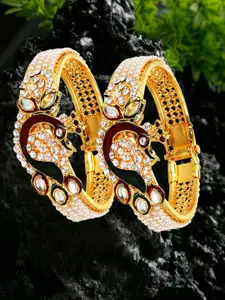 YouBella Set Of 2 Gold Plated Stones & Beaded Studded Bangles