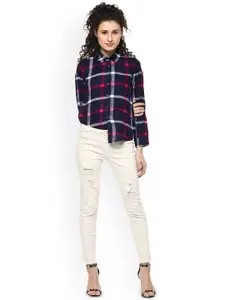 DressBerry Women Opaque Checked Party Shirt