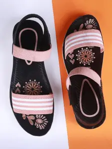 FABBMATE Girls Printed Open Toe Flats