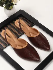 Killer Women Brown Solid Synthetic Casual Mules Flats With Western Embellished