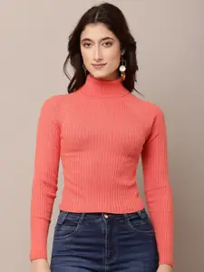 NoBarr Women High Neck Ribbed Pullover