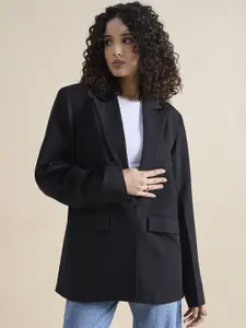 MAYKR Notched Lapel Collar Cotton Single Breasted Formal Blazer