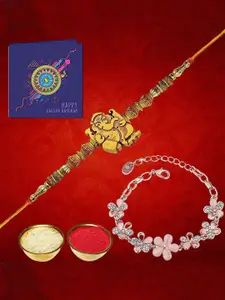 YouBella Set Of 2 Gold-Plated Rakhi With Bracelet